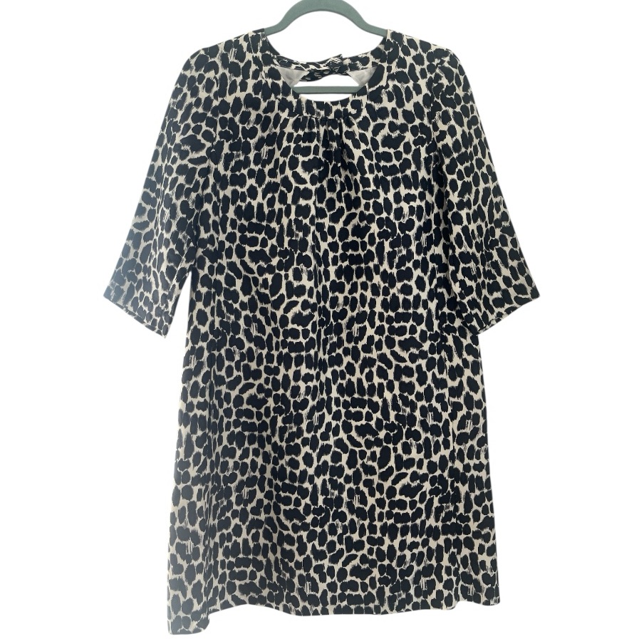 Kate Spade Dorothy Leopard Bow Print Silk Shift Midi Dress Size 8